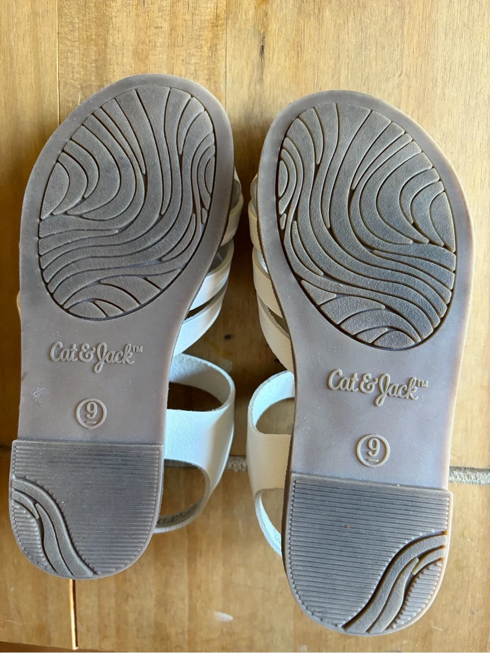 Cat & Jack White Braided T-Strap Kids Sandals